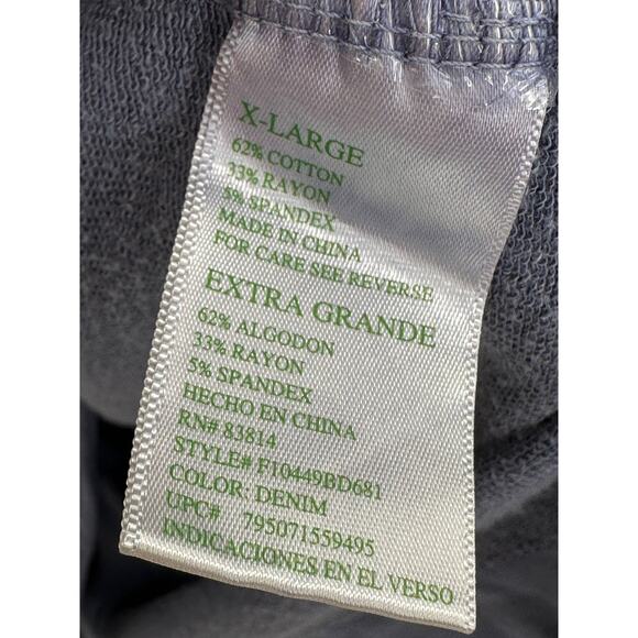 Green Tea Top Women XL Blue Short Half Sleeve Hooded Lace-Up Pullover Hoodie - Picture 6 of 8